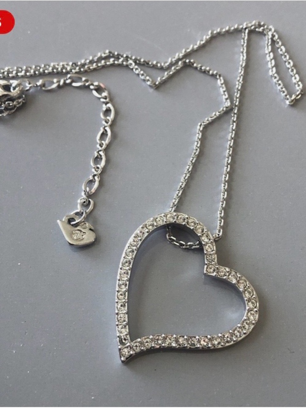Swaraski Silver Crystal Open Heart Pendant Necklace - Women Jewelry